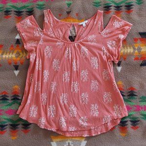 Lucky brand, peek a boo shoulder, short sleeve top
